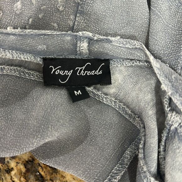 Young Threads Viscose Gray Patchwork Lightweight Cardigan Size M - Picture 6 of 10